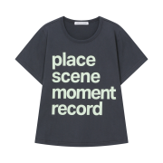SLOW RECORD HOUSE Archive Typo T-Shirt Charcoal