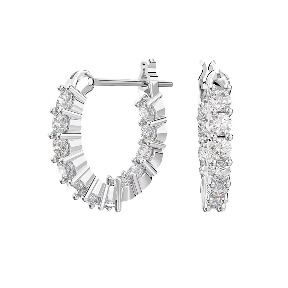 SW5562126 [20% 쿠폰] (쇼핑백 포함) Swarovski Vittore Hoop Earrings White Rhodium Plated