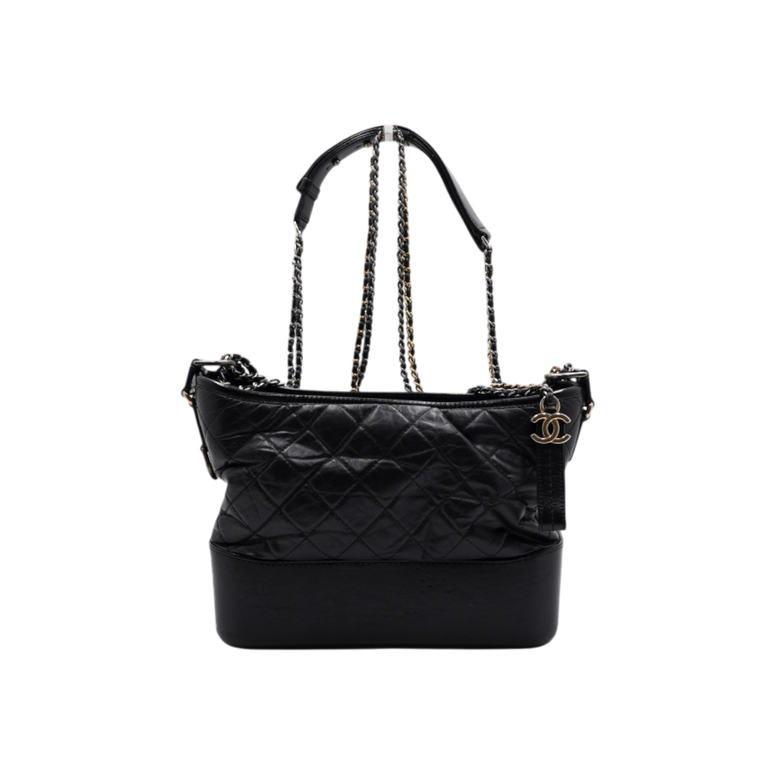 IT5CJPS3H4H2 Chanel Black Gabrielle Quilted Medium Hobo Shoulder Bag