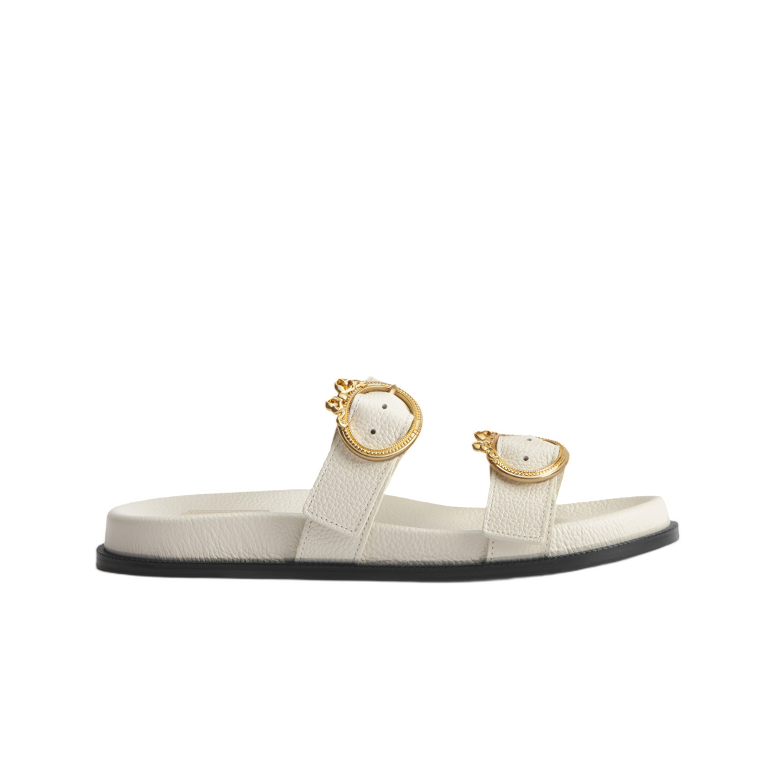 KCO859VGR-S03W Dior Medallion Buckle Slide Grained Calfskin White