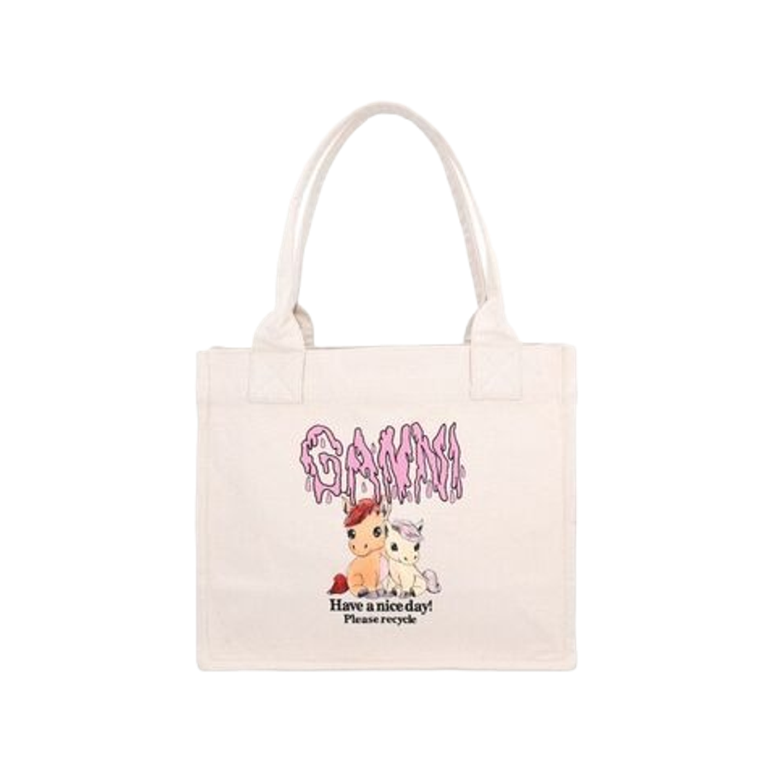 가니 포니 프린티드 라지 토트 에그렛(Ganni Pony Printed Large Tote Egret)