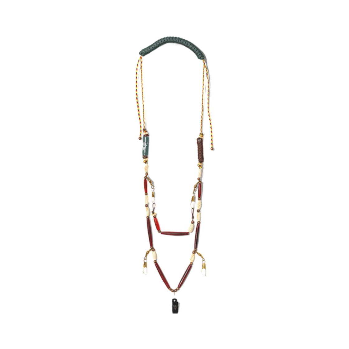 사우스2 웨스트8 x B:투게더 랜야드 네클리스 버팔로 비즈 브라운(South2 West8 x B:Together Lanyard Necklace Buffalo Beads Brown) - 1