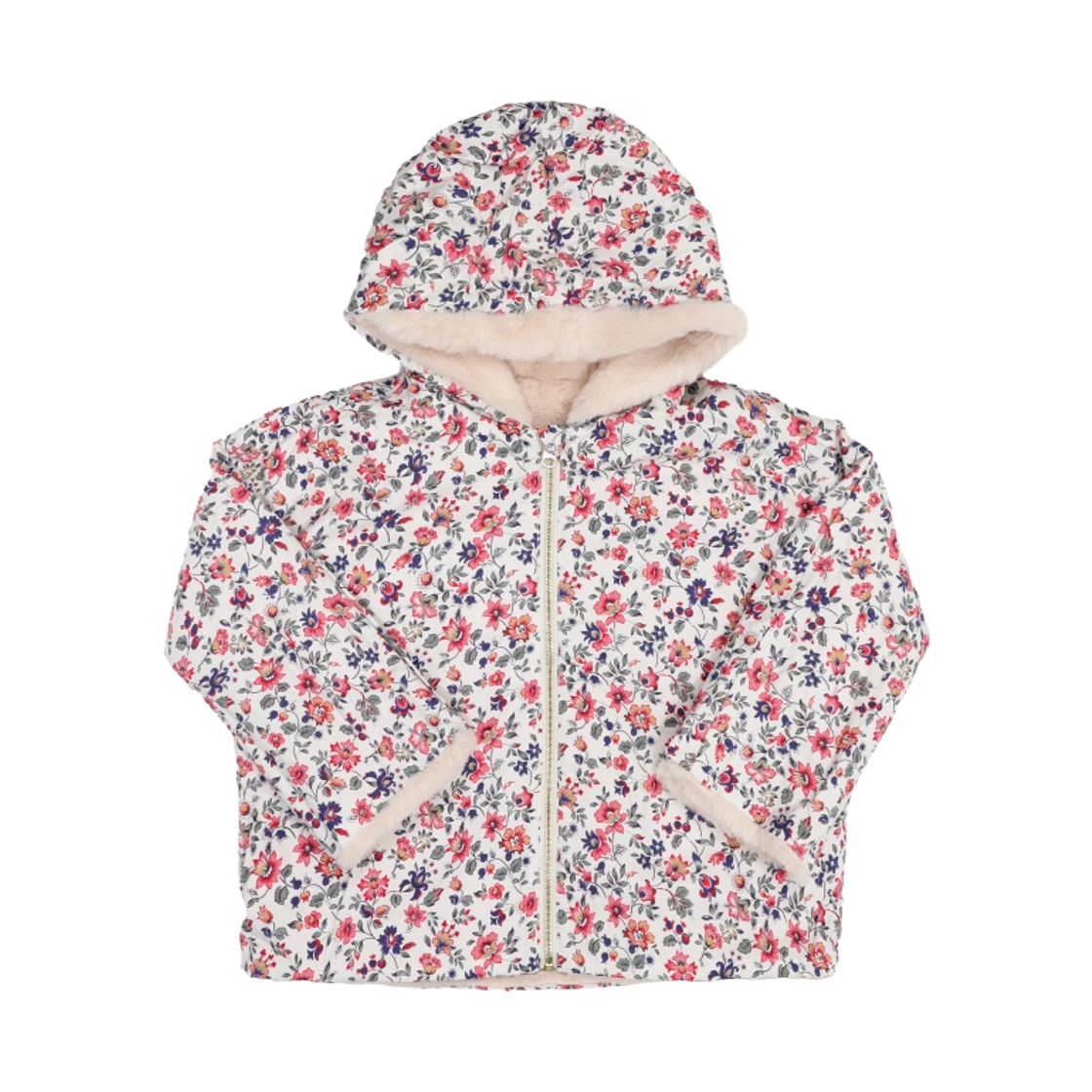 (키즈) 루이스 미샤 벨벳 플로럴 리버시블 코트 크림 와일드 플라워((Kids) Louise Misha Velvet Floral Reversible Coat Cream Wild Flowers) - 2