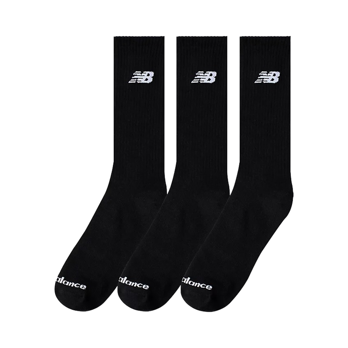 (W) 뉴발란스 경량 크루 삭스 블랙 (3개입)((W) New Balance Lightweight Crew Socks Black (3 Pack))