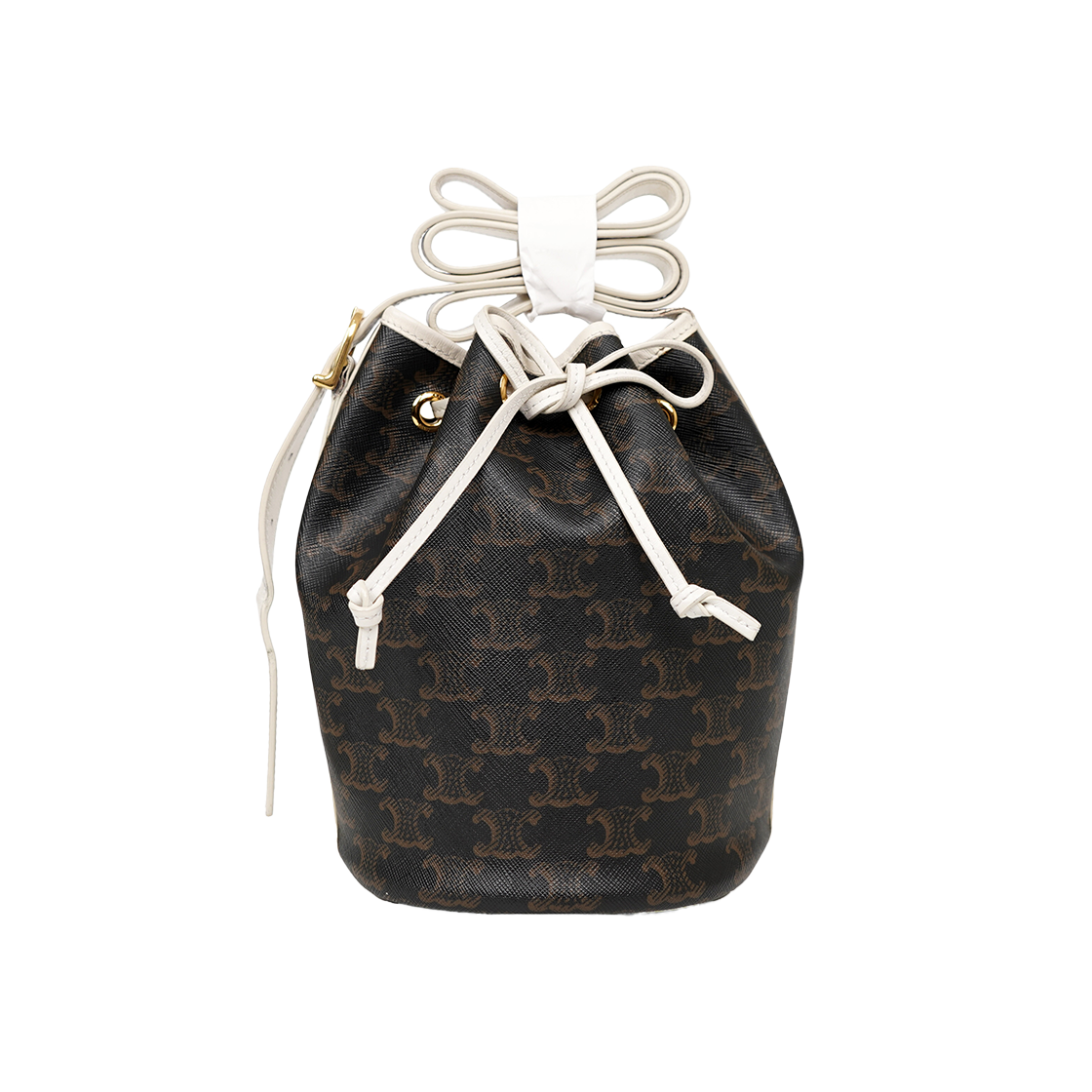ITSCBG8ROTIQ Celine Triope String Bucket Bag White 191142CAA
