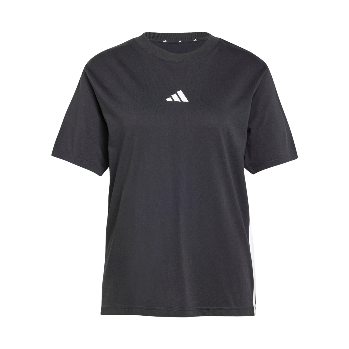 JD0846 (W) Adidas Essentials 3-Stripes Cotton T-Shirt Black White - KR Sizing