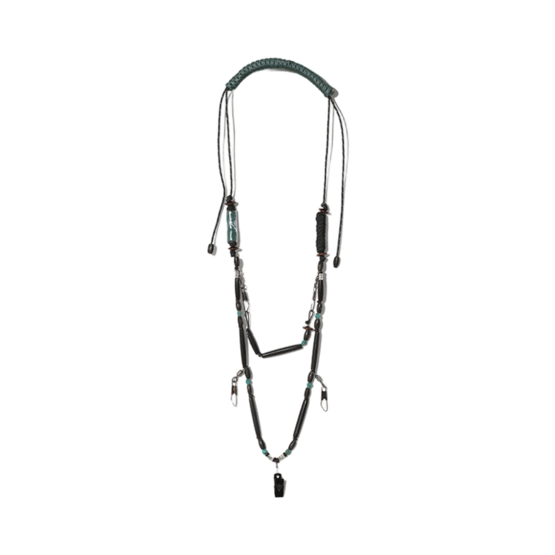 사우스2 웨스트8 x B:투게더 랜야드 네클리스 버팔로 비즈 블랙 터콰이즈(South2 West8 x B:Together Lanyard Necklace Buffalo Beads Black Turquoise)