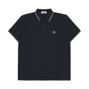 Stone Island 22002SC Organic Cotton Elastane Pique Slim-Fit Polo Shirt with Compass Patch Navy Blue - 25SS
