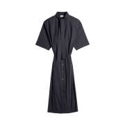 (W) Lemaire Washed Cotton Silk Reversible Tube Dress Squid Ink