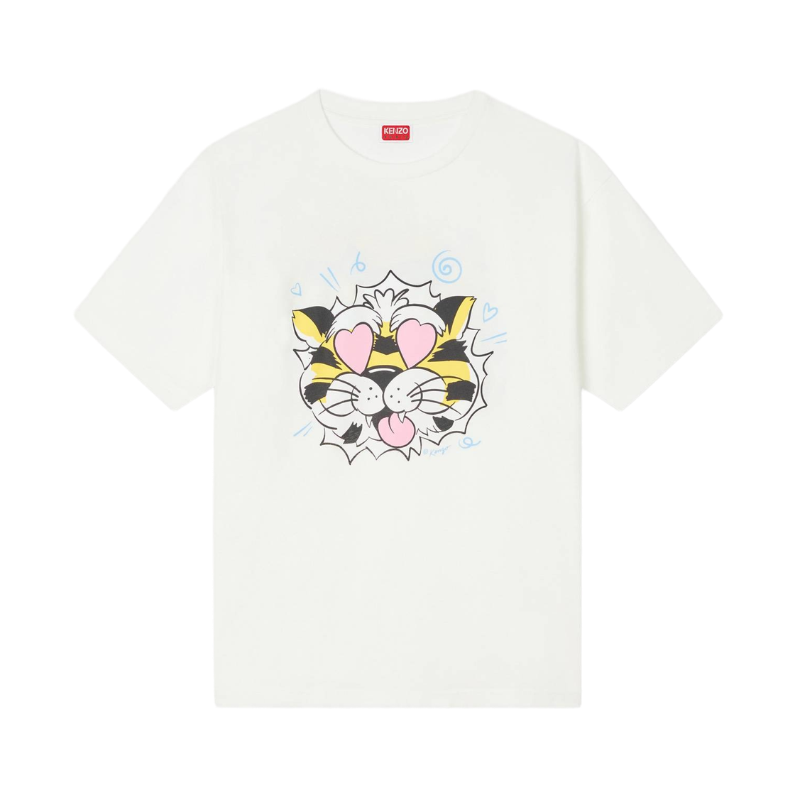 FG55TS4034SG-02 Kenzo Wild Tiger Oversized T-Shirt in Cotton Off White