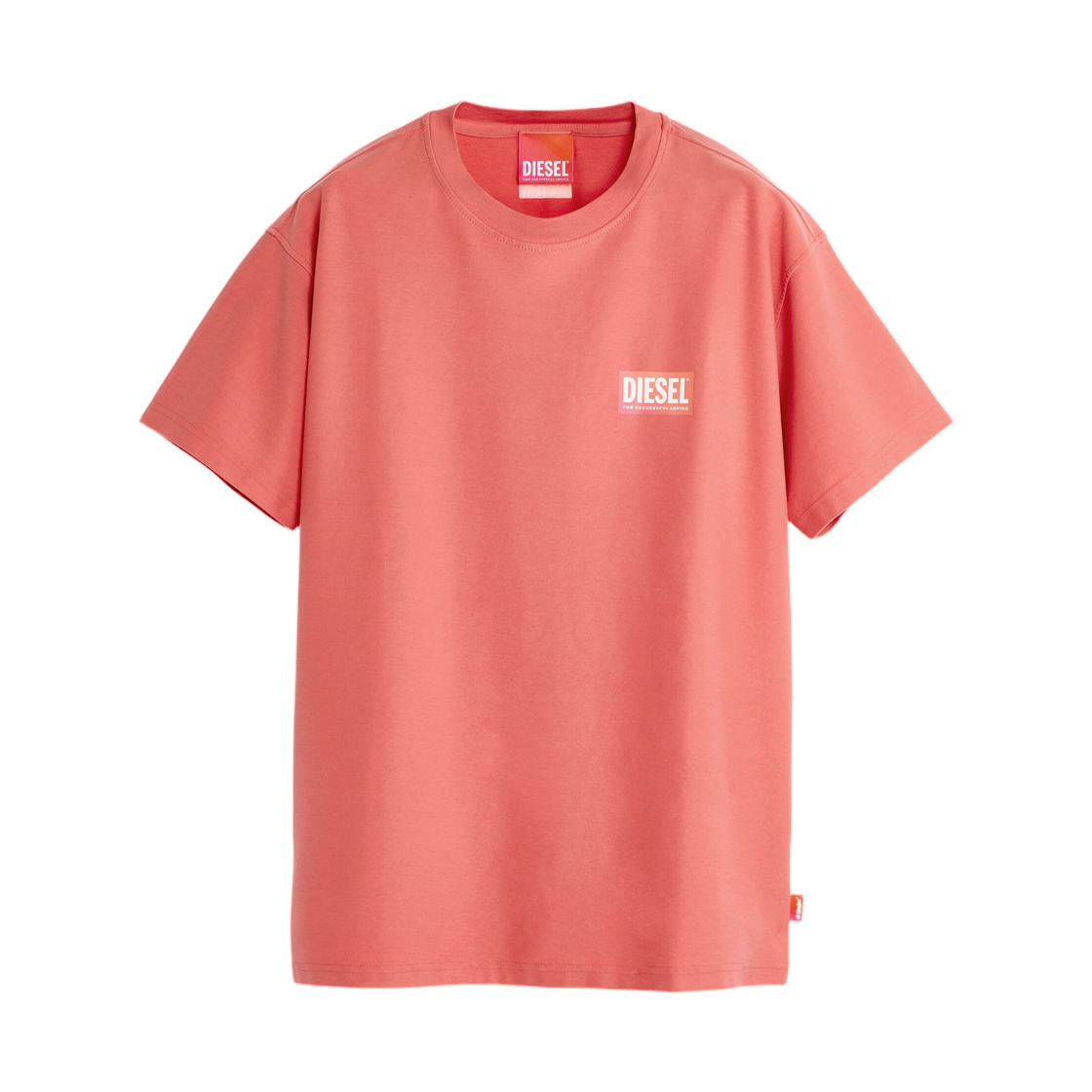 P018060SPDY-40J Diesel T-Shirt with Transparent Back Logo Coral Rose