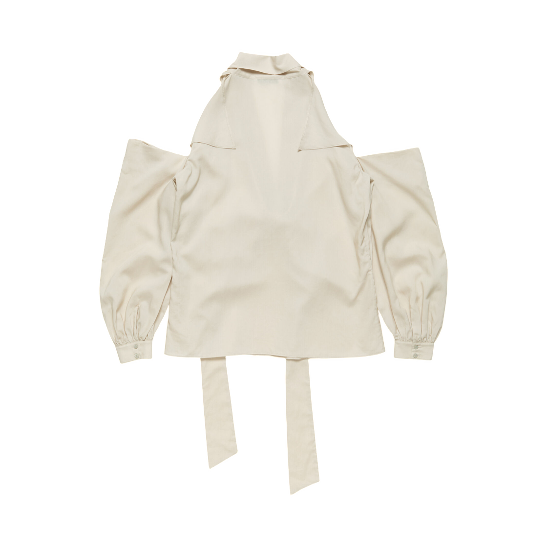 (W) 아크네 스튜디오 컷아웃 블라우스 보우 라이트 베이지((W) Acne Studios Cut Out Blouse with Bow Light Beige) - 2