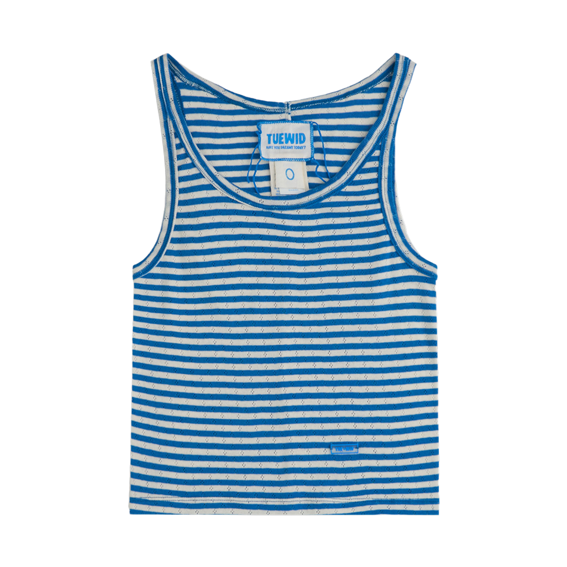 투위드 립 탱크탑나시 스트라이프 블루(Tuewid Ribbed Sleeveless Tank Top In Blue Stripe)