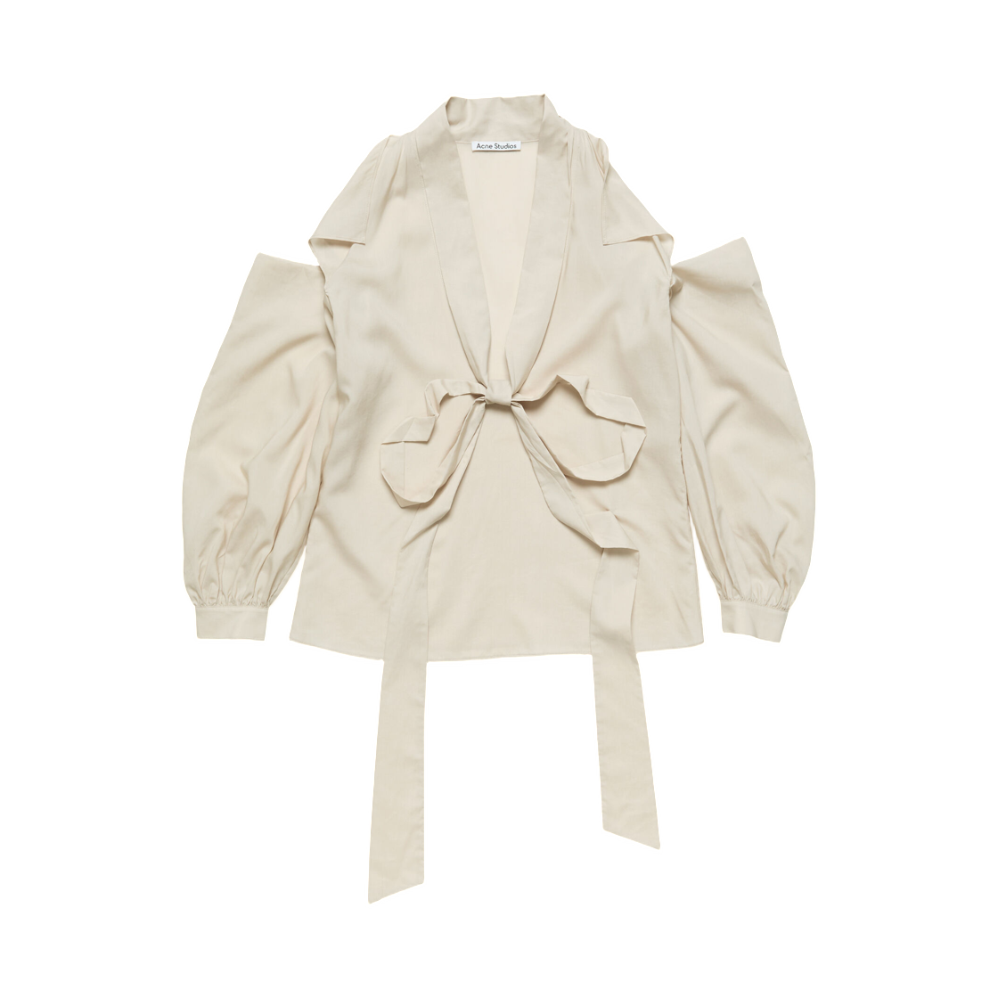 (W) 아크네 스튜디오 컷아웃 블라우스 보우 라이트 베이지((W) Acne Studios Cut Out Blouse with Bow Light Beige) - 1