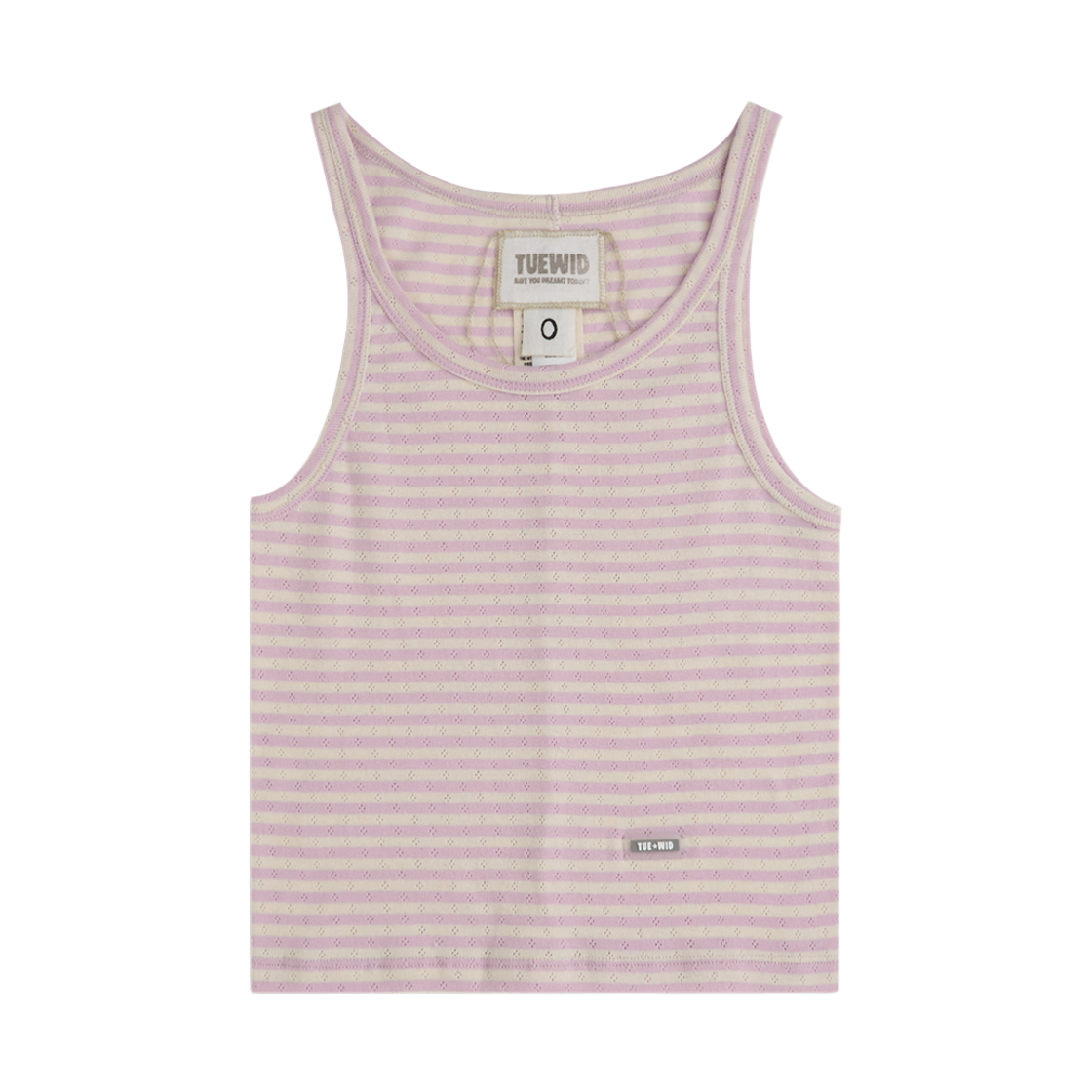 투위드 립 탱크탑나시 스트라이프 라벤더(Tuewid Ribbed Sleeveless Tank Top In Lavender Stripe)