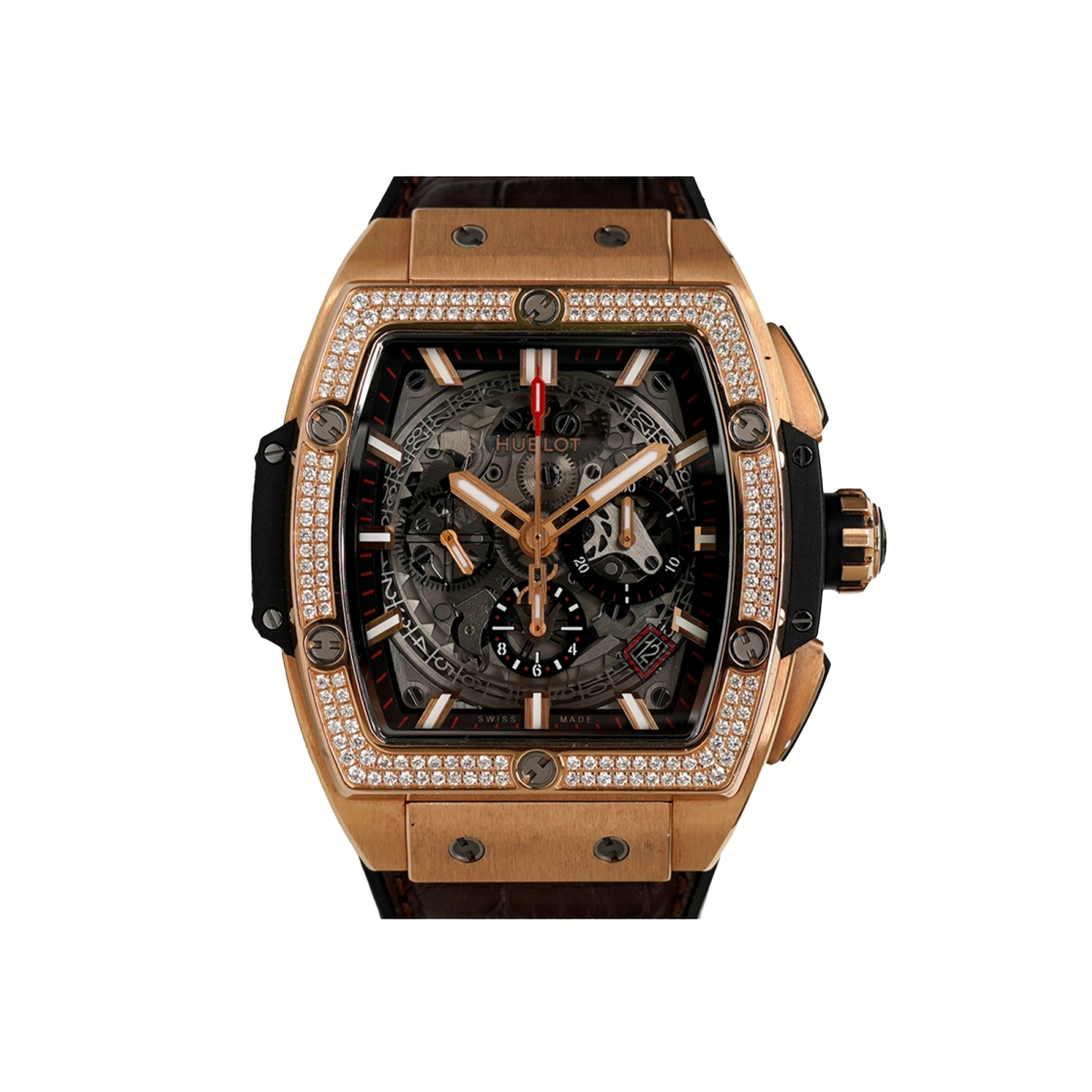 ITLE7ONSFNPE Hublot Spirit of Big Bang Chronograph Diamond Bezel Gold Case