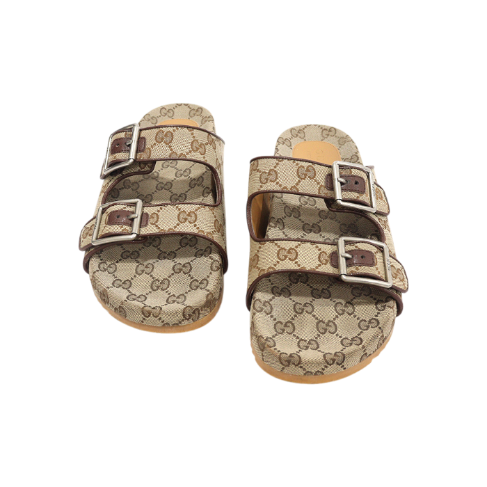 IT6RB62HN47J Gucci 658020 GG Supreme Canvas Slide Sandals