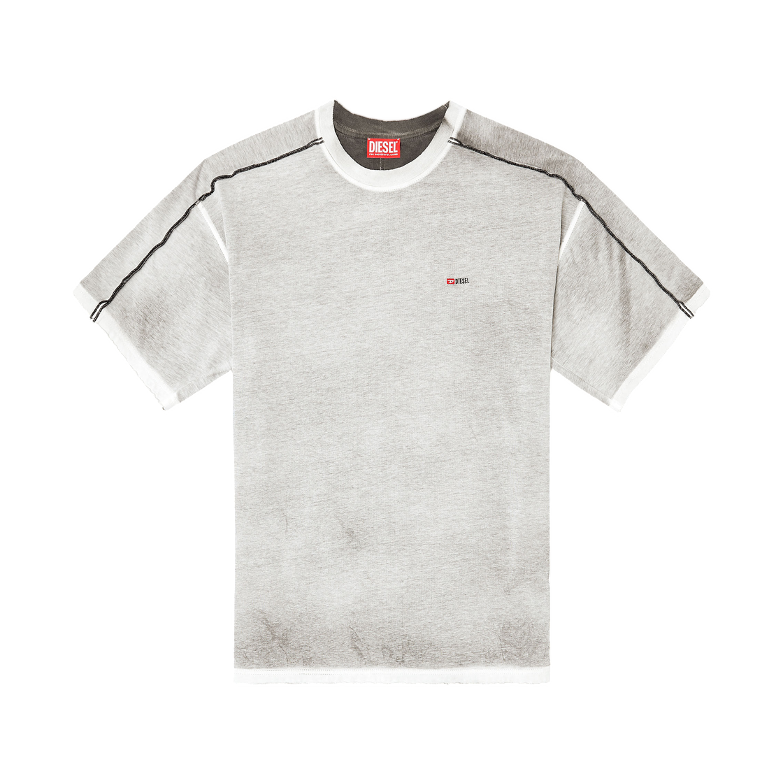 A199220BMCC-9XXA Diesel Relaxed Cotton T-Shirt with Colour Spray Light Grey