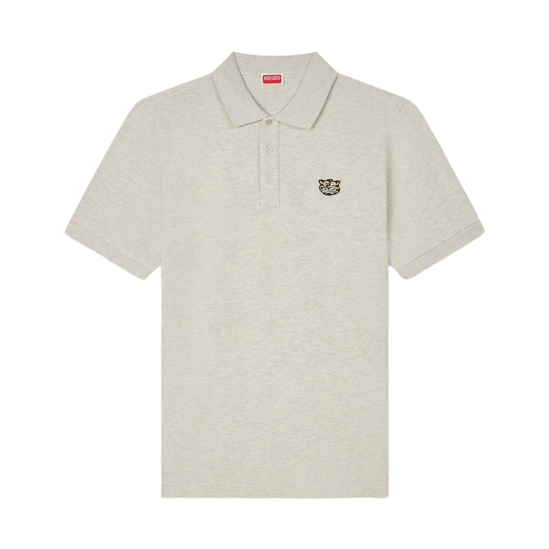 FG55PO1014PU-93 Kenzo Wild Tiger Cotton Slim Polo Shirt Pale Grey