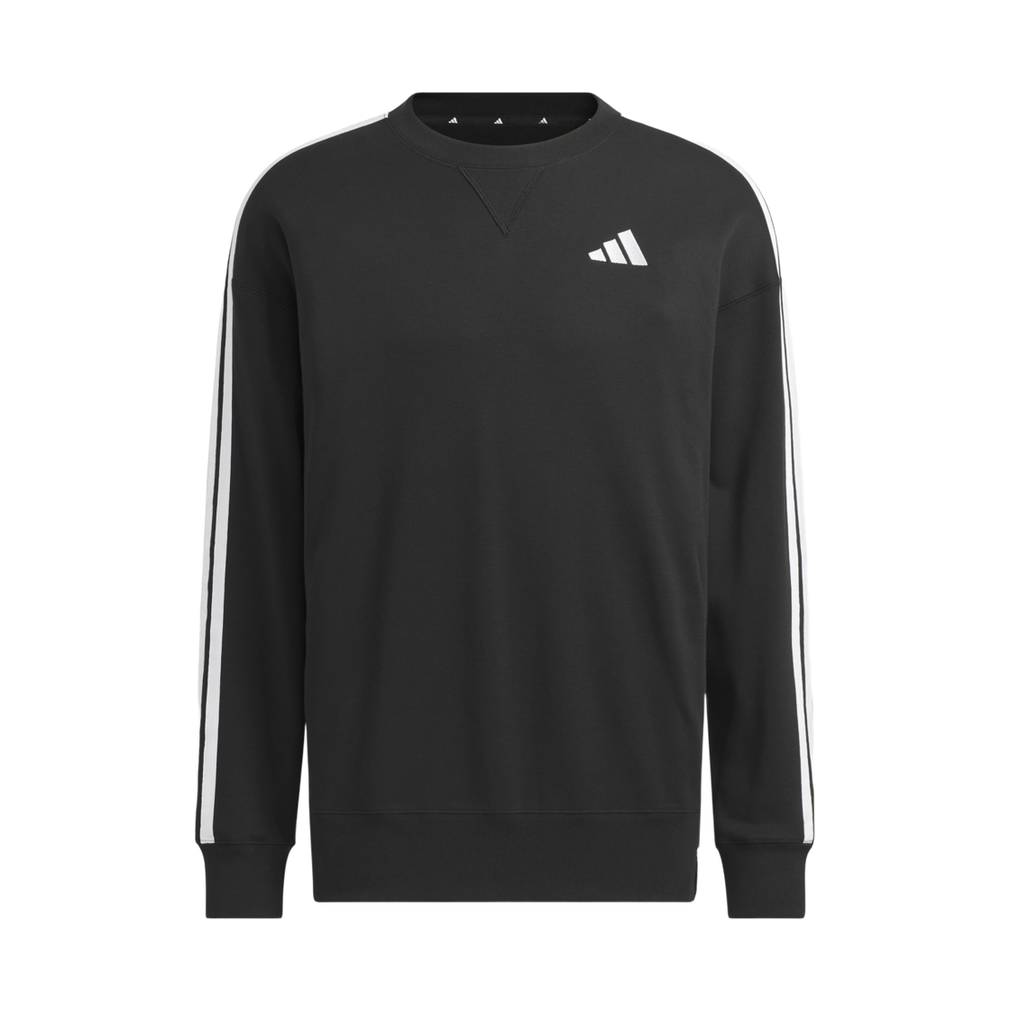 KF3714 Adidas Essentials Plus Loose Fit 3-Stripe French Terry Sweatshirt Black - KR Sizing