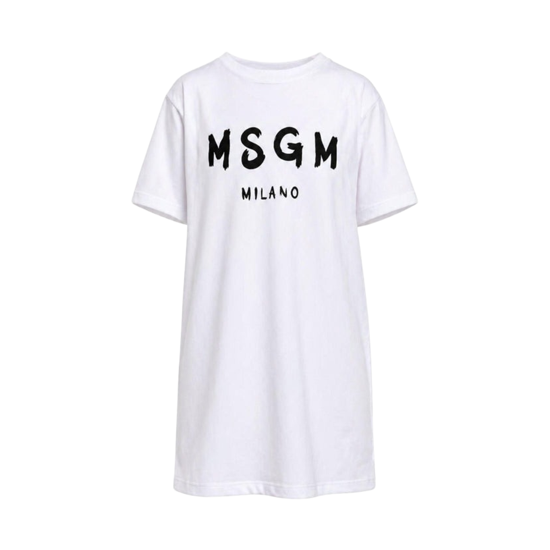 (키즈) 엠에스지엠 로고 프린트 코튼 드레스 화이트((Kids) MSGM Logo Print Cotton Dress White) - 1
