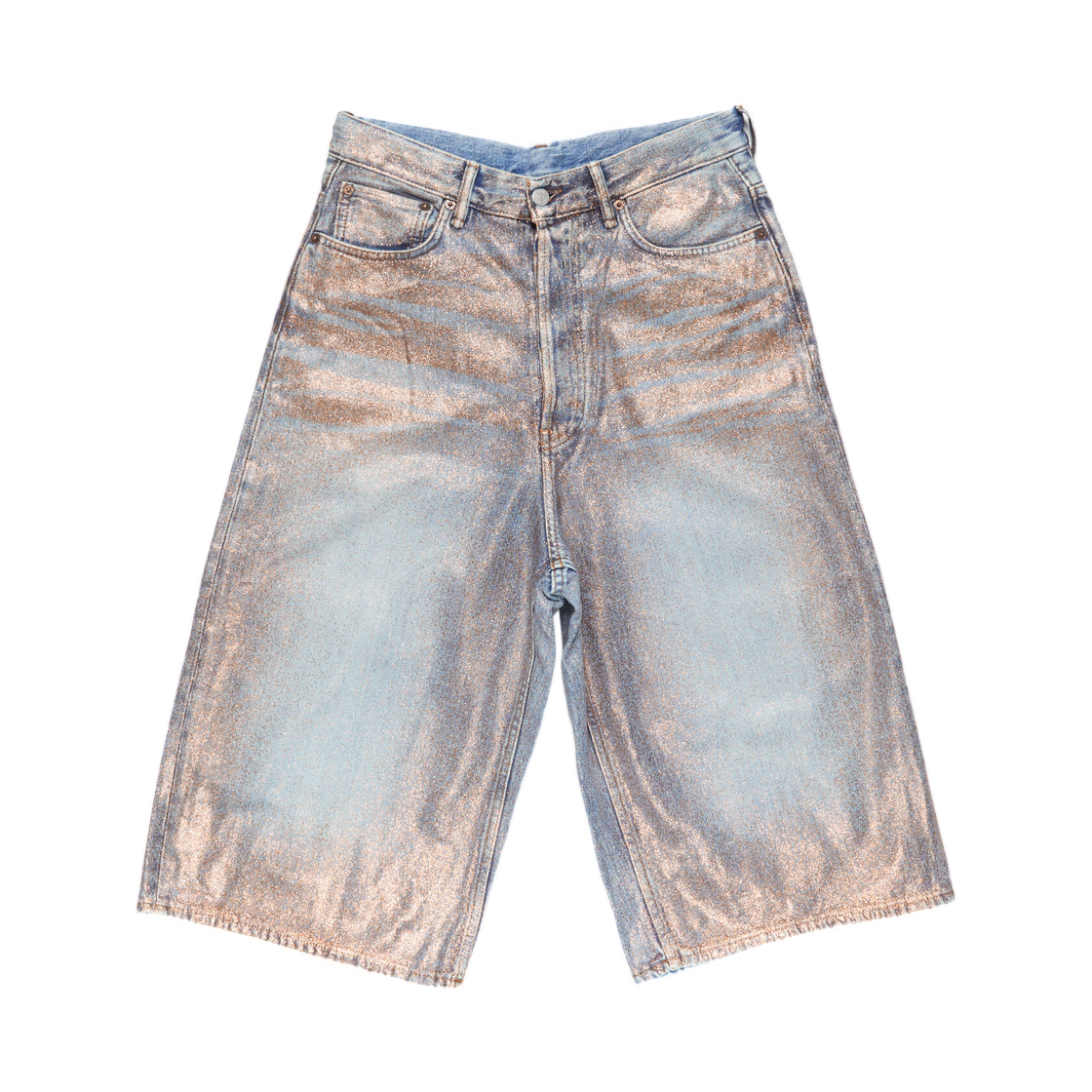 (W) 아크네 스튜디오 글리터 데님 쇼츠 로즈 코퍼 라이트 블루((W) Acne Studios Glitter Denim Shorts Rose Copper Light Blue)