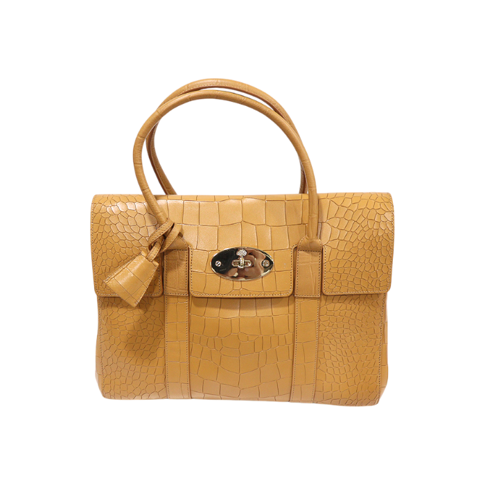 ITQNRGWE8P6U Mulberry HH3409 Camel Croc Embossed Medium Bayswater Tote Bag