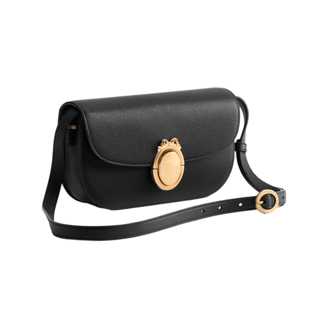 M3919QDWP-M900 Dior Medallion Flap Bag Small Grained Calfskin Black