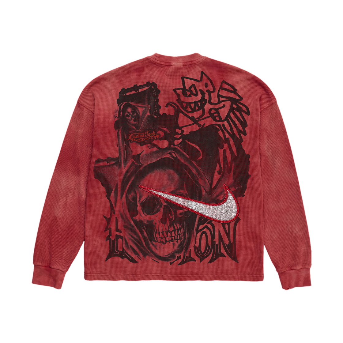 나이키 x 트래비스 스캇 캑터스 잭 타이 다이 써멀 라인스톤 롱슬리브 레드(Nike x Travis Scott Cactus Jack Tie Dye Thermal Rhinestone Longsleeve Red) - 1
