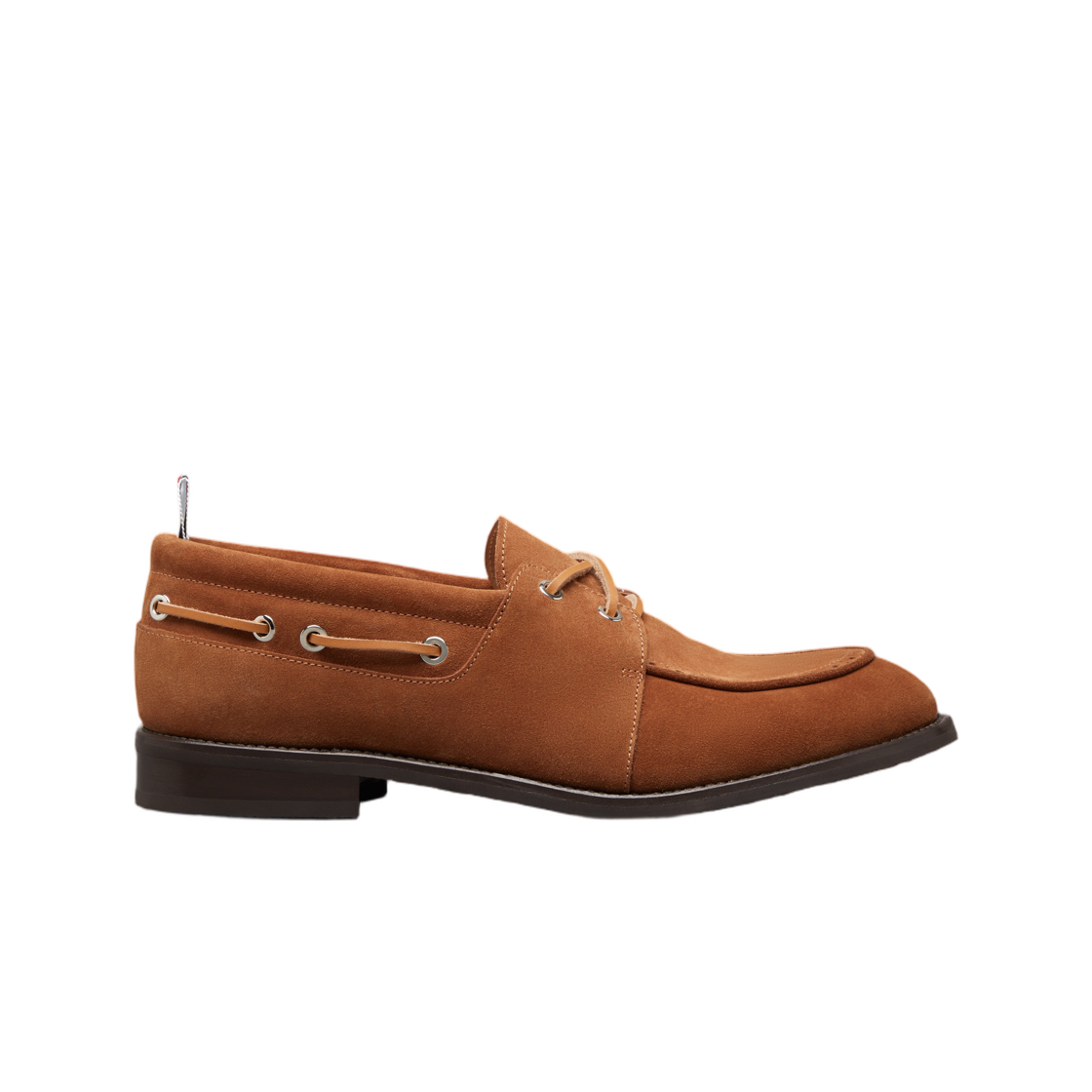 톰브라운 카프 스웨이드 레더 솔 보트 슈 카라멜(Thom Browne Calf Suede Leather Sole Boat Shoe Caramel)