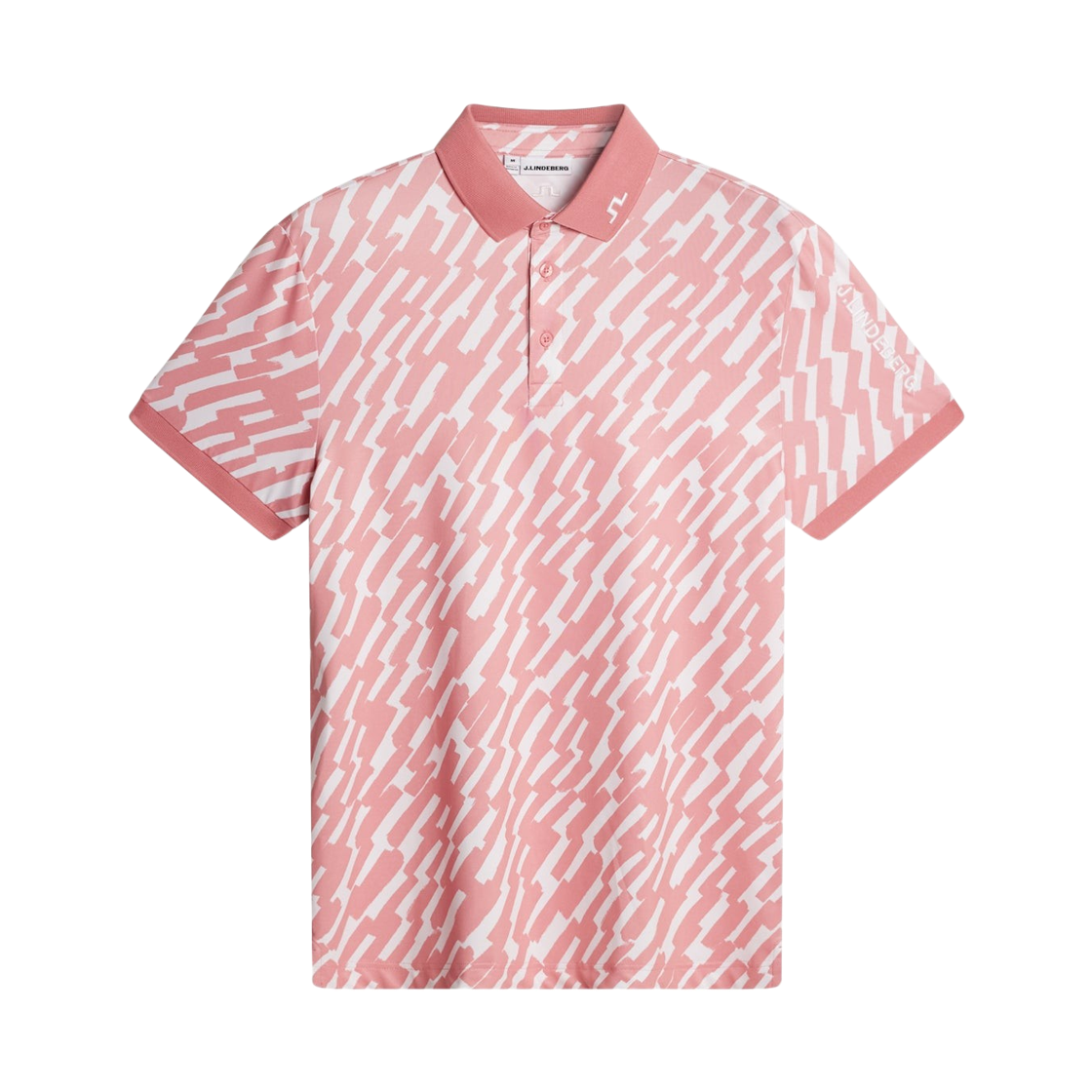GMJT14652-S228 J.Lindeberg Tour Tech Print Polo Oak Flamingo