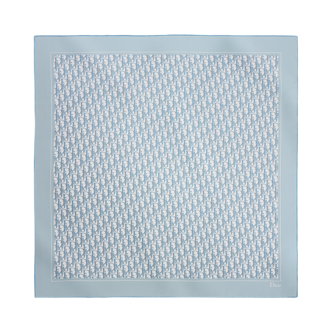 64TC090D6138-C502 Dior Oblique 90 Square Scarf Silk Twill Light Blue Gray