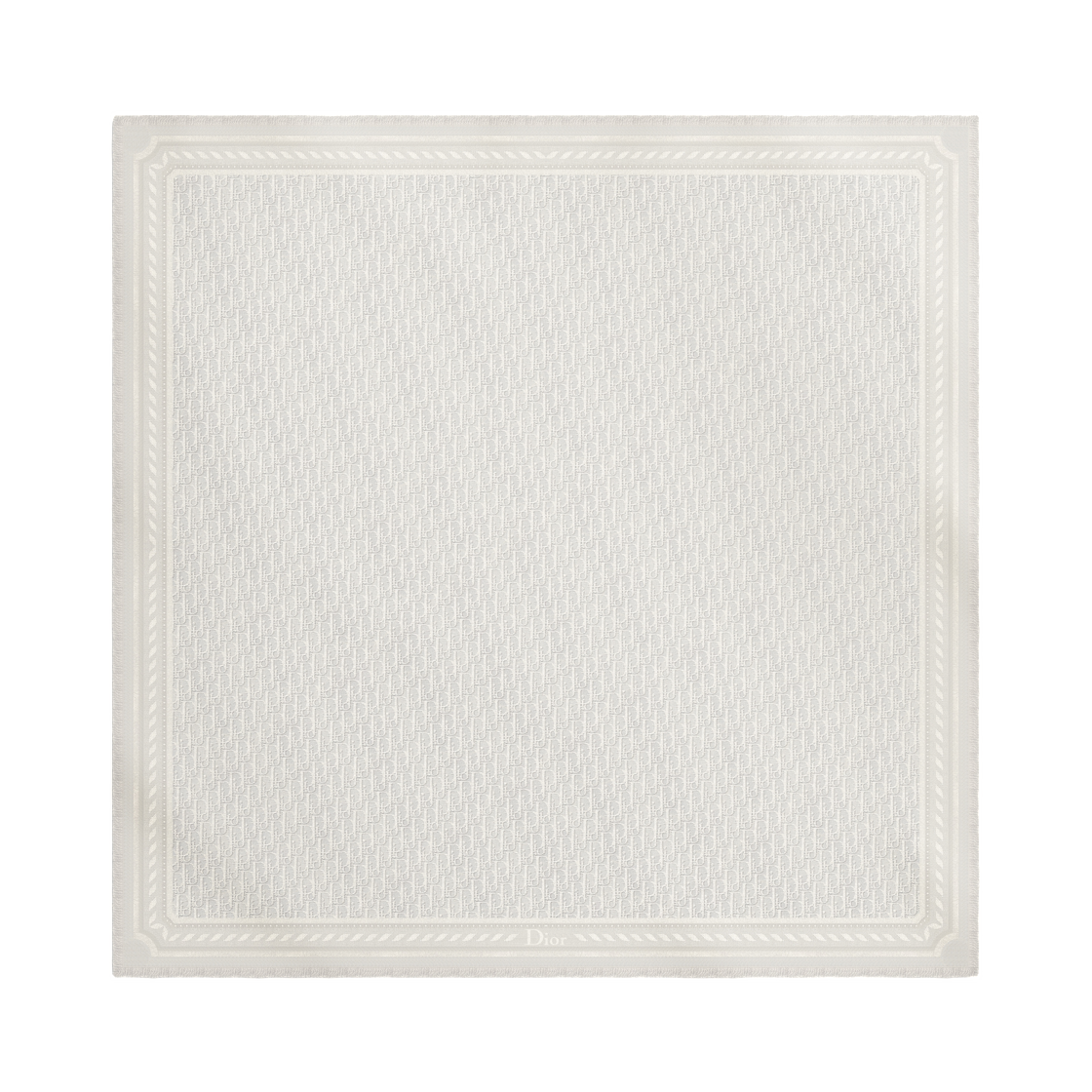 62TS140I1058-C039 Dior Oblique Shawl Silk And Wool Jacquard Ivory
