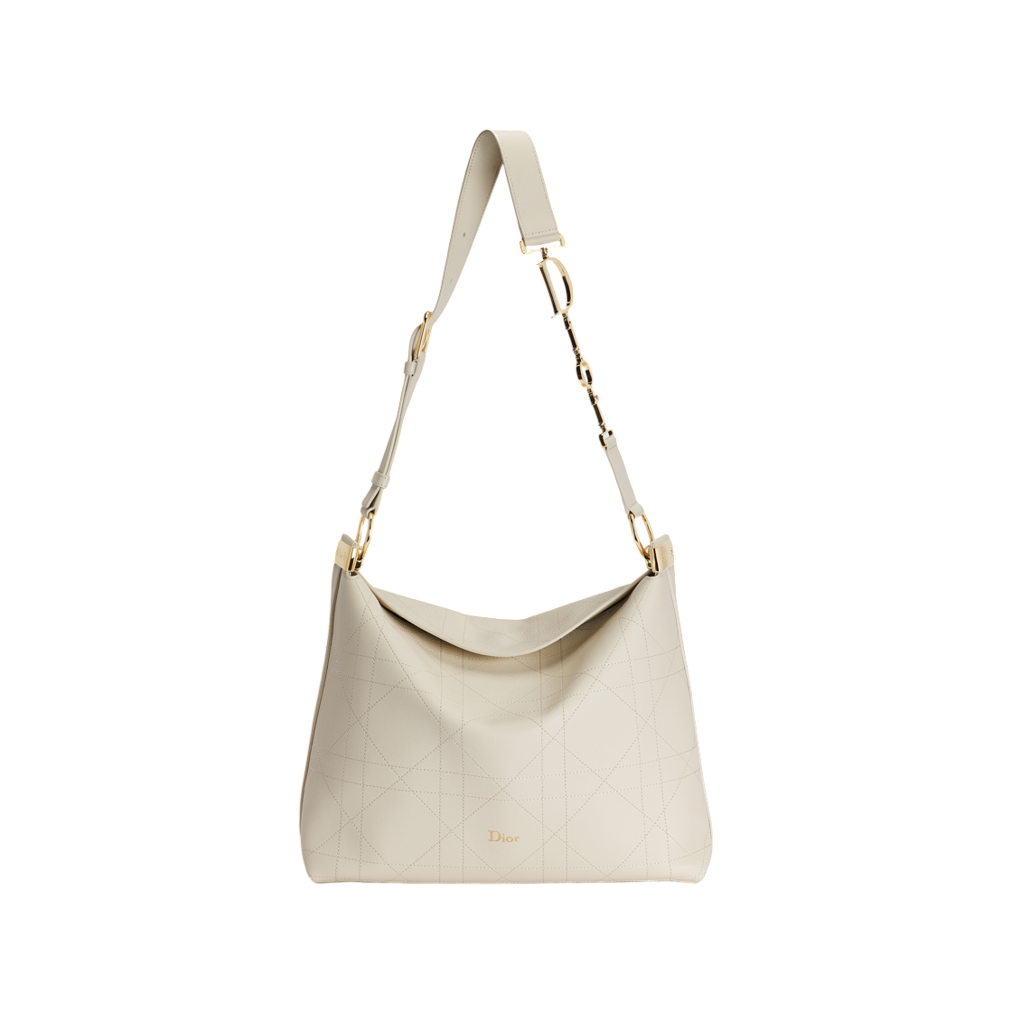 M1412OUVK-M79U Dior Diorly Bag Medium Flat Macrocannage Grained Calfskin Creme