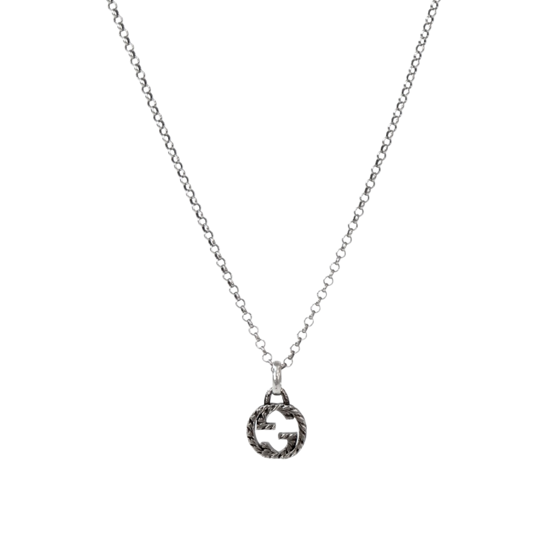 ITNS7FHDRWWP Gucci Black Interlocking G Silver Necklace C-B59441