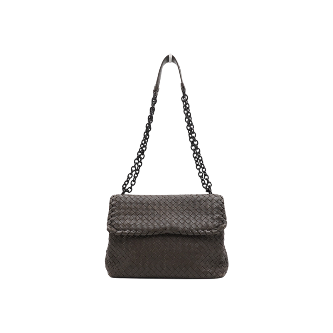 ITE54I7M9SHK Bottega Veneta Brown Intrecciato Nappa Large Olympia Chain Shoulder Bag