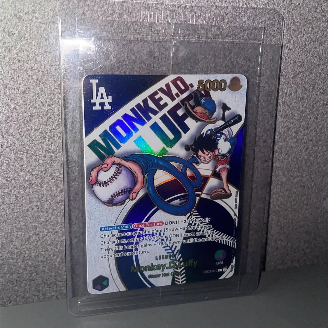 One Piece TCG Monkey D. Luffy L EB02-010 EN Promotion Card One Piece Card Game Los Angeles Dodgers (English Ver.) 착용 스타일