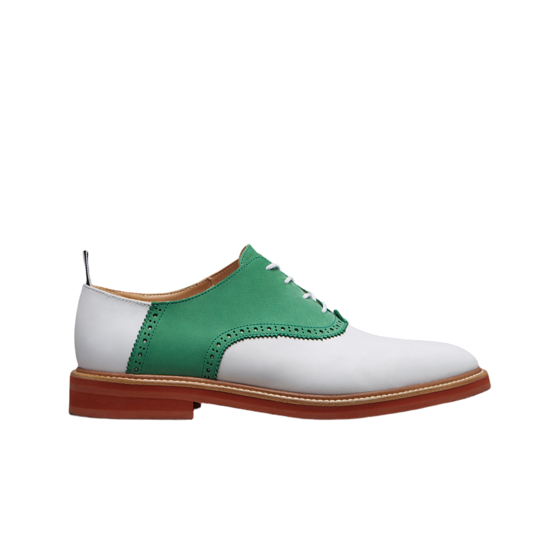 톰브라운 누벅 러버 솔 새들 슈 그린(Thom Browne Nubuck Rubber Sole Saddle Shoe Green) - 1