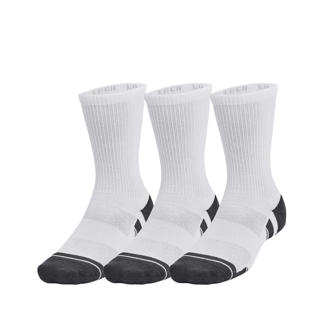 1379512-100 [20% 쿠폰] Under Armour UA Performance Tech Crew Socks White Jet Gray (3 Pack)