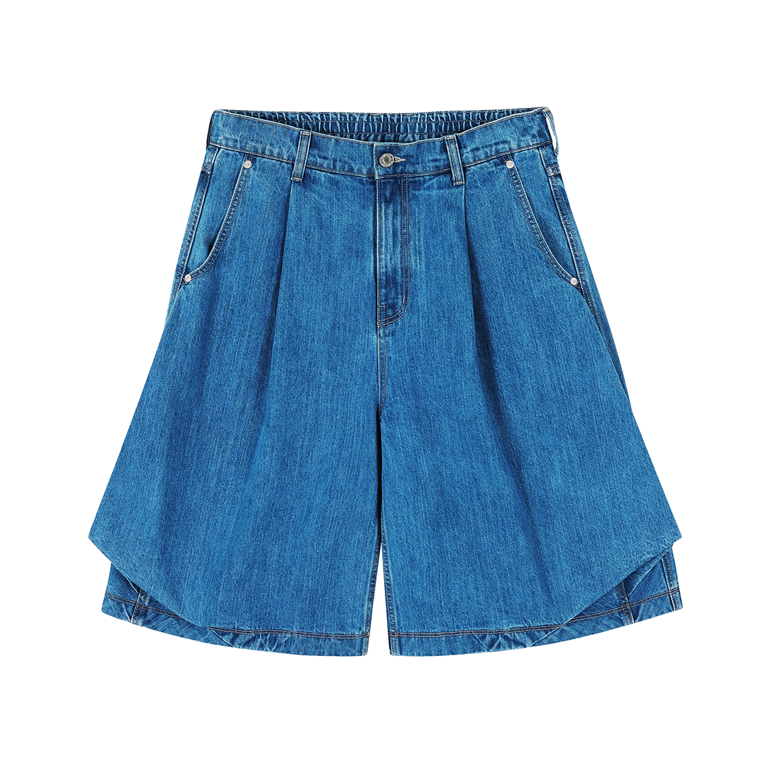 송지오 컬렉션 바이어스 드레이프 쇼츠 데님 블루(SONGZIO COLLECTION Bias Drape Shorts Denim Blue)