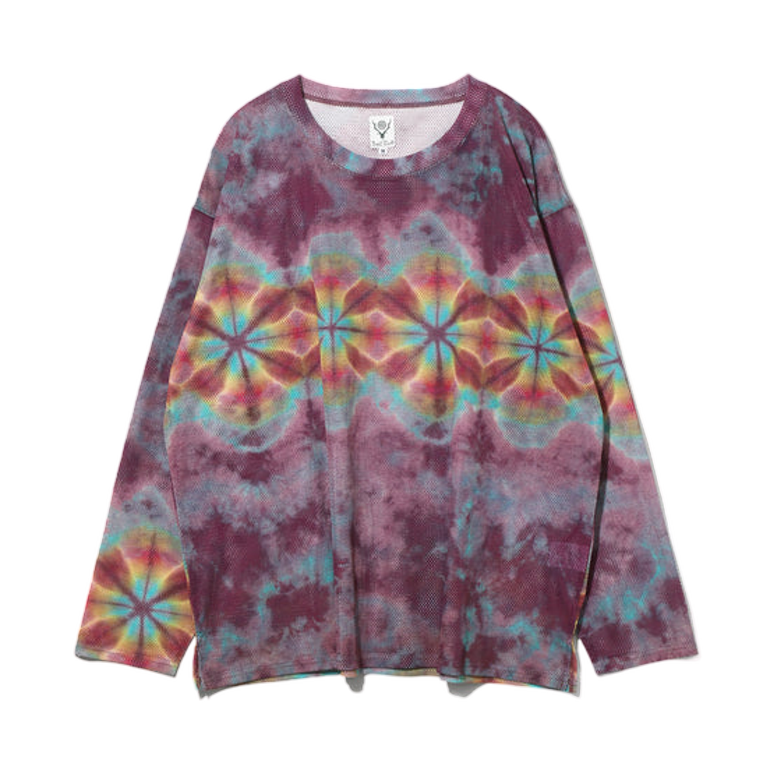 사우스2 웨스트8 롱슬리브 크루넥 셔츠 니트 메쉬 타이 다이 퍼플(South2 West8 Long Sleeve Crew Neck Shirt Knit Mesh Tie Dye Purple)