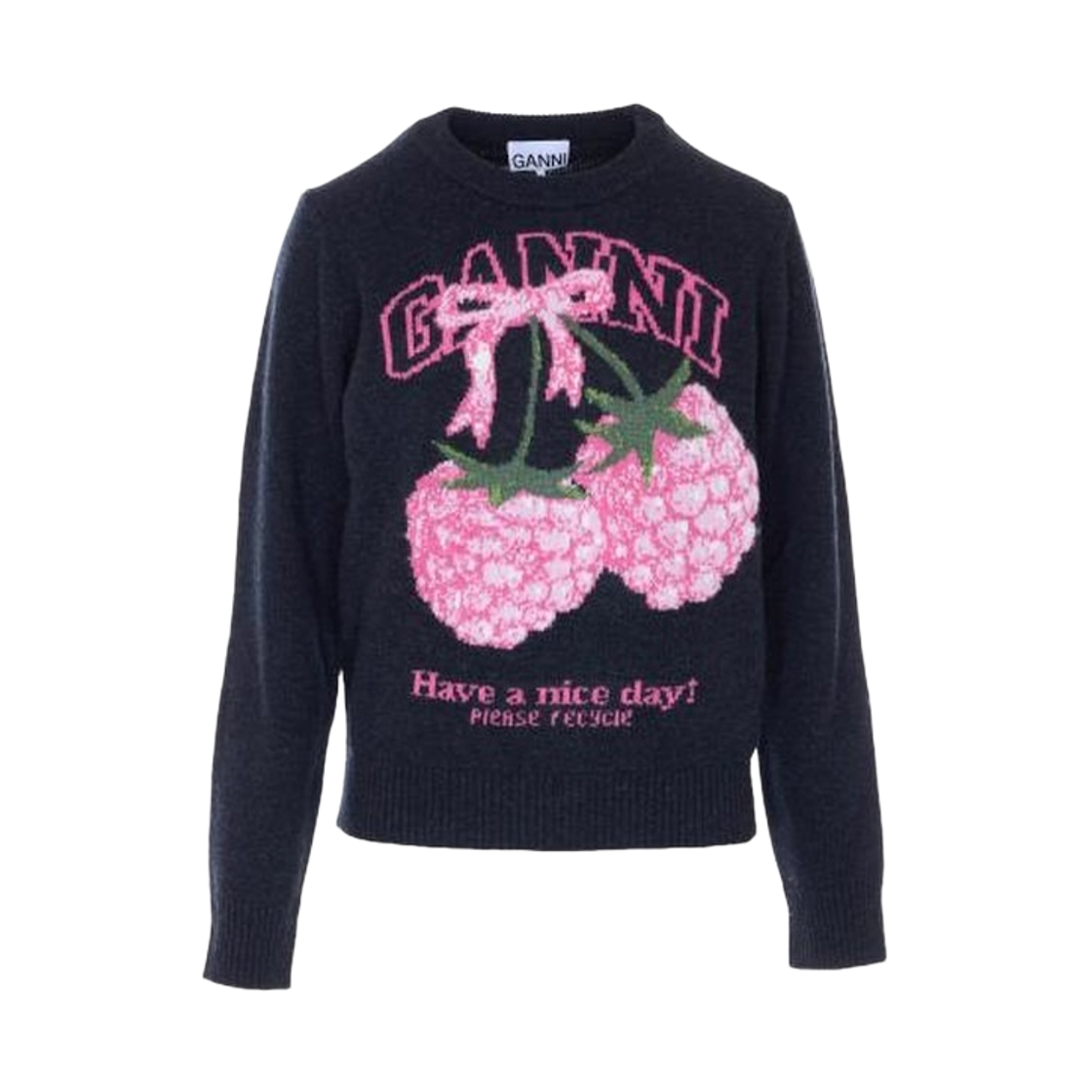 A1070276-252 (W) Ganni Raspberries Graphic Knit Phantom