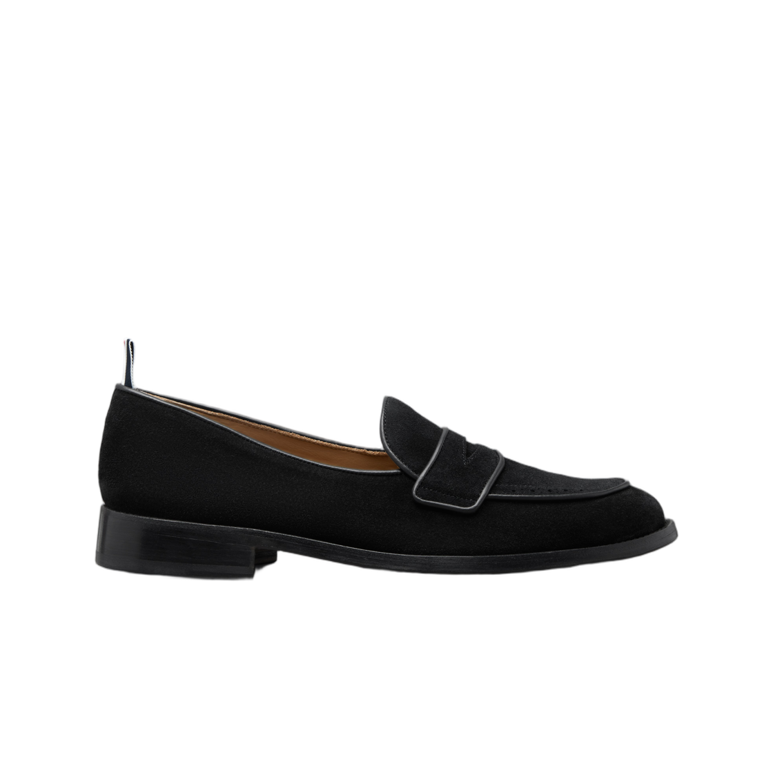 MFL076A-L0037-001 Thom Browne Suede Varsity Penny Loafer Black