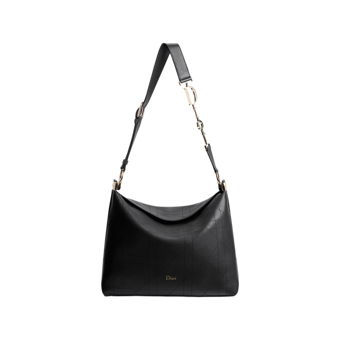 M1412OUVK-M900 Dior Diorly Bag Medium Flat Macrocannage Grained Calfskin Black