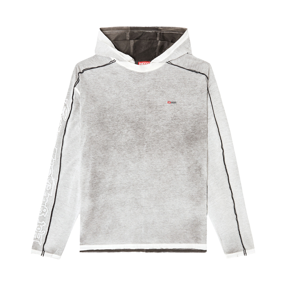 A199230BMCC-9XXA Diesel Cotton Hoodie with Colour Spray Grey White
