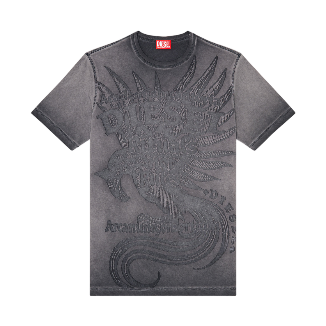 A226520DLBW-96H Diesel Jersey T-Shirt with Embossed Graphic Dark grey