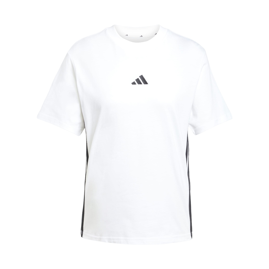 JD0844 (W) Adidas Essentials 3-Stripes Cotton T-Shirt White Black - KR Sizing