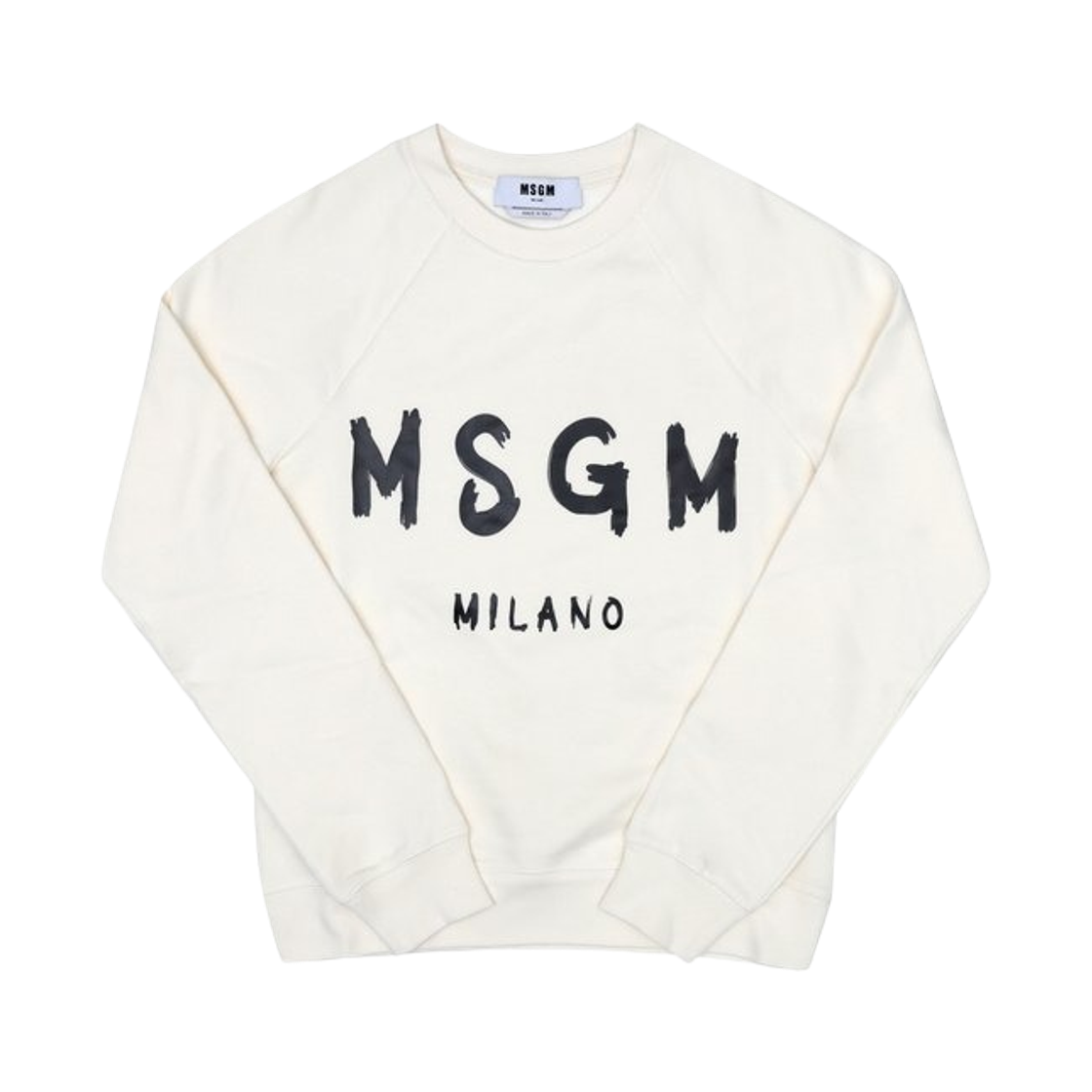 (W) 엠에스지엠 브러쉬드 로고 스웨트셔츠 베이지 블랙((W) MSGM Brushed Logo Sweatshirt Beige Black)