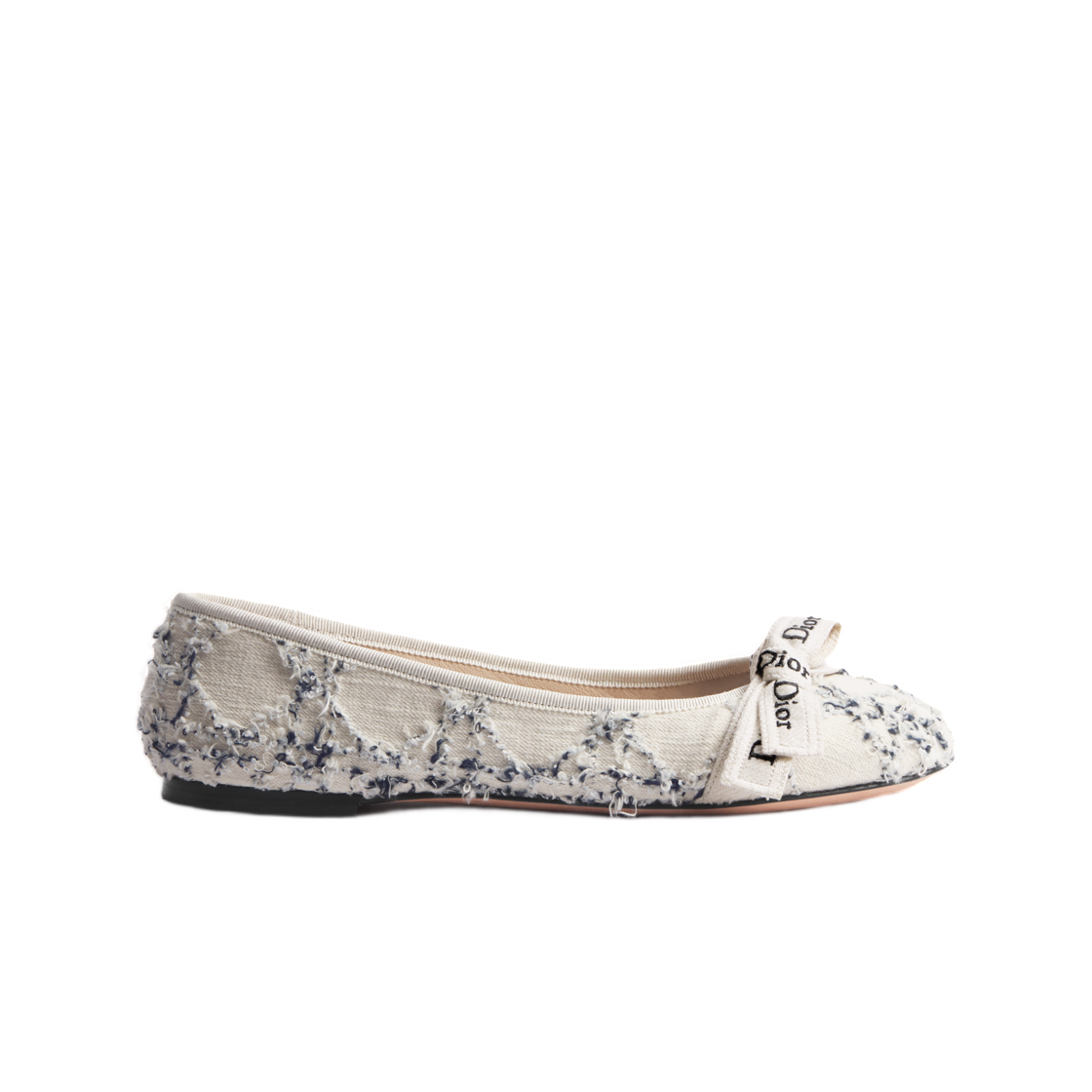 KDF264DNF-S33U Dior J’Adior Ballet Flat Cannage Cotton Boucle White Blue