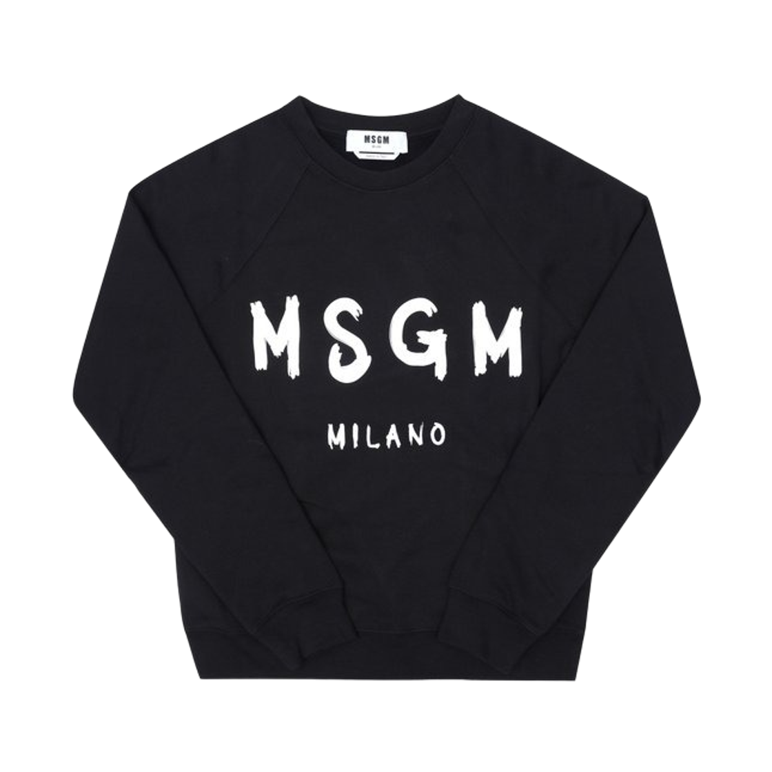 (W) 엠에스지엠 브러쉬드 로고 스웨트셔츠 블랙 화이트((W) MSGM Brushed Logo Sweatshirt Black White)